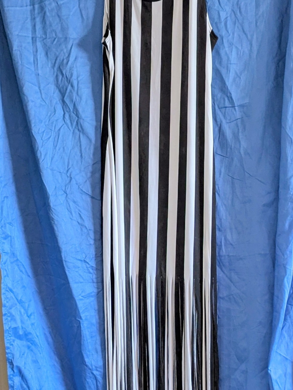 cleo Black and White Vertical Stripe Maxi Dress